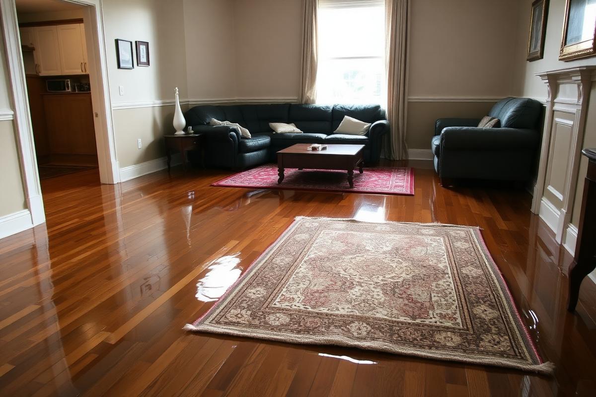 Water damaged living room floor